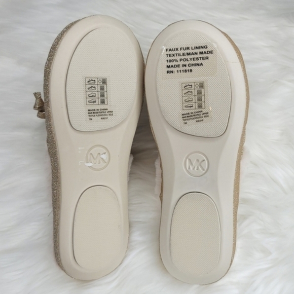 Michael Michael Kors Shimmery Gold Glitter and Cream Plush Slipper - Picture 16 of 16